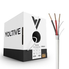 Voltive 20/3 Shielded Low Voltage Wire, Riser CL3R, White, 1000Ft – 20AWG, 3 Con