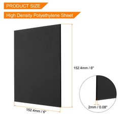 UHMW Ultra High Molecular Weight Polyethylene Sheet, 1/16″ Thick 6″x6” Black