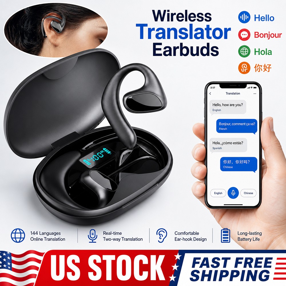 Smart Voice Translator Earbuds 144 Language Two Way Real-Time Translation Device