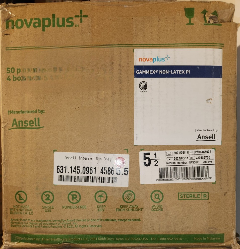 Ansell Novaplus Gammex PI Size 5.5 Powder-Free Non-Latex (V20685755)