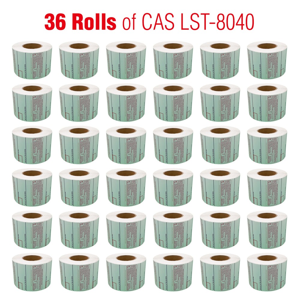 CAS LST-8040 Printing Scale Label, 58x60mm, UPC/Safe Handling “36ROLLS” Per Case