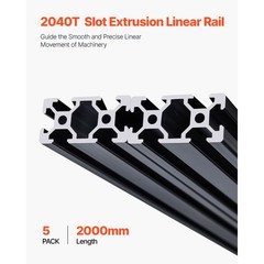 Uimoso 5PCS 78.7 in T Slot 2040 Aluminum Extrusion Linear Rail, Anodized Finish