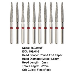 Dental Dimond Burs FG Round End Taper Burr 850/016F High Speed Turbine Fine Grit