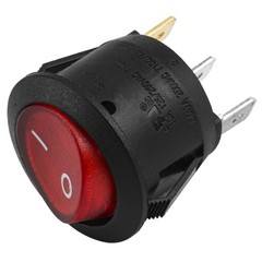 5 Pack Round Rocker Switch ON-Off SPST 3 Terminals Red Light 10A 250VAC