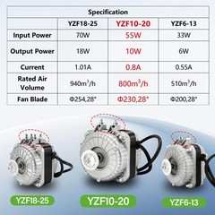 YZF10-20 Condenser Fan Motor AC 120V 60Hz 1550Rpm 10/55W 0.8A Electric Shaded Po
