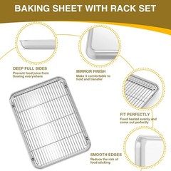 Wildone 6-Pc Baking Sheet Set: 3 Pans + 3 Racks, Stainless Steel, Non-Toxic