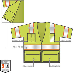 Unisex Adult Two-Tone Hi-Vis Class 3 Two Tone Hi Vis Surveyor Vest Zipper, Lime,