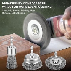6 Pcs Professional Wire Wheel Carbon Steel Wire Brush for Drill 1/4 In Hex Shank