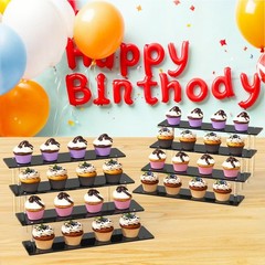 4 Tier Acrylic Display Risers, Black Perfume Organizer Stand, Large Cupcake S…