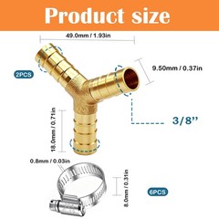 Tnuocke 2pcs Metaland Brass 3/8″ Hose Barb 3 Way Union Y type-3/8,