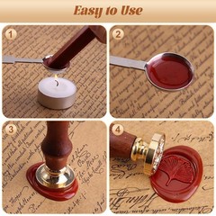 Vintage Wax Seal Stamp Sealing Stamps with Wooden Handle for Wedding Invitations