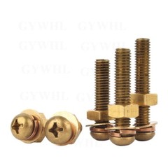 Brass Phillips Pan Head Machine Screws Bolts + Washer + Nuts + Spring Washer Set