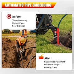 Pipe Layer Attachment for 3-Point Ripper Hitch Lawn Trencher Subsoiler Tractor