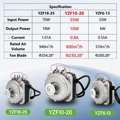 YZF10-20 Condenser Fan Motor AC 120V 60Hz 1550rpm 10/55W 0.8A Electric…