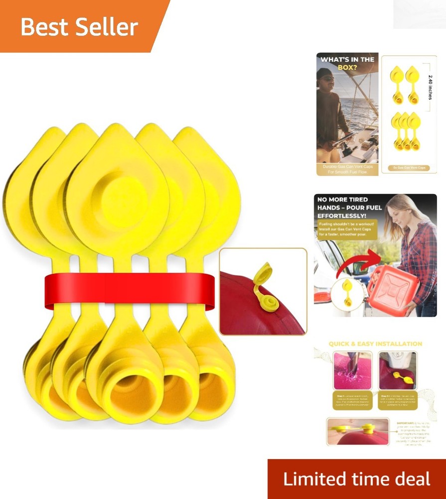 Durable Yellow Fuel Vent Caps – Perfect for 1-6 Gallon Gas Cans and Jugs