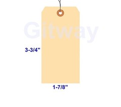 1000- 3 3/4″ x 1 7/8″ Size 3 Manila Inventory Shipping Hang Tags with Wire 13 Pt