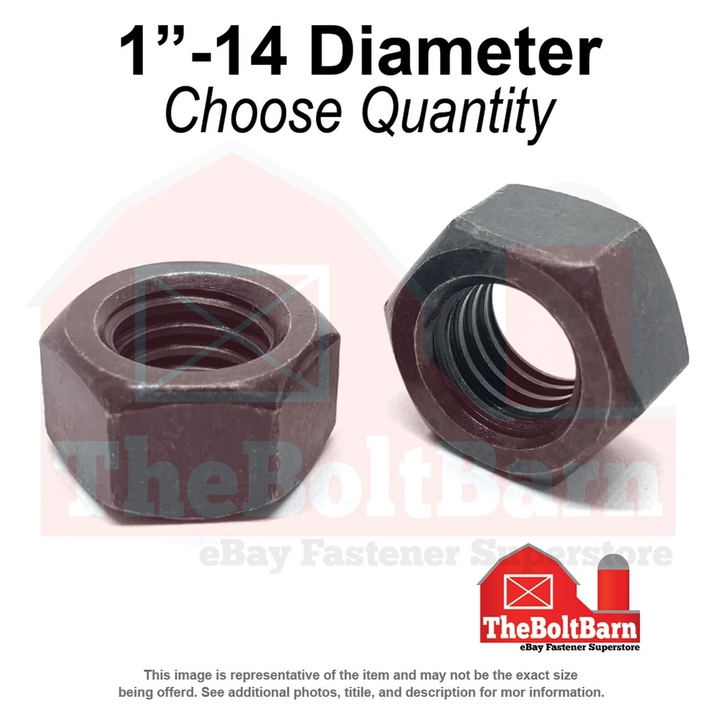 1″-14 Grade 8 Finished Hex Nuts Plain Fine Thread (Pick Quantity)