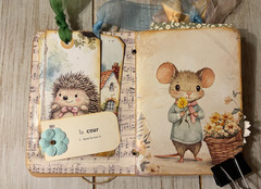 Junk Journal Handmade Booklet Book Vintage “Forest Animals” Pockets, Ephemera