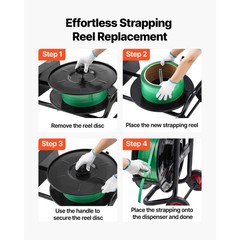 Uimoso Strapping Cart for PET/PP Polyester Straps with 8-inch Core