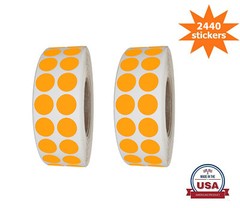 Royal Green Neon Orange Round Dot Stickers 17mm 2440 Pack on Rolls