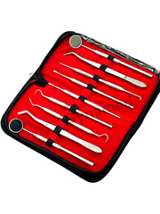 GERMAN Dental Scaler Pick Stainless Steel Tools with Inspection Mirror Set 9 PCS