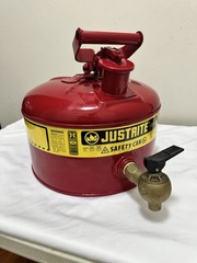 Justrite 7225140 Safety Can, Laboratory Can w/ Faucet 7225150 2.5 Gallon Red gas