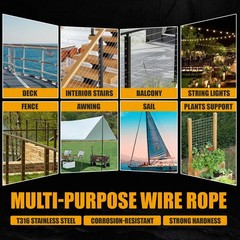 1000FT 1/8″ Stainless Steel Cable Black 7×7 Strands Aircraft Cable T316 Wire …