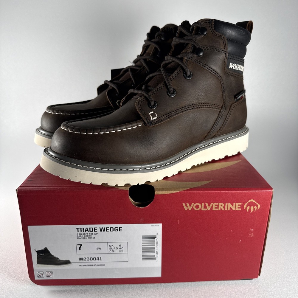 Size Men’s 7 – Wolverine Men Trade Wedge 6″ Moc-Toe Work Boots W230041 – NEW