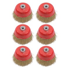 6 Pack Wire Cup Brush 4 Inch Coarse Crimped Cup Brush with 5/8 Inch Arbor