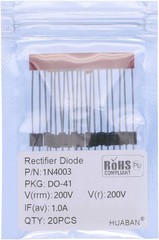 20PCS 1N4003 1A 200V Rectifier Diode, DO-41 (DO-204AL) Axial, 1 Amp 200 Volt