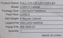 NEW PLANAR 998-3858-03 FULL COLOR LED DISPLAY LUW2.0 002LUW21400R00 998385803