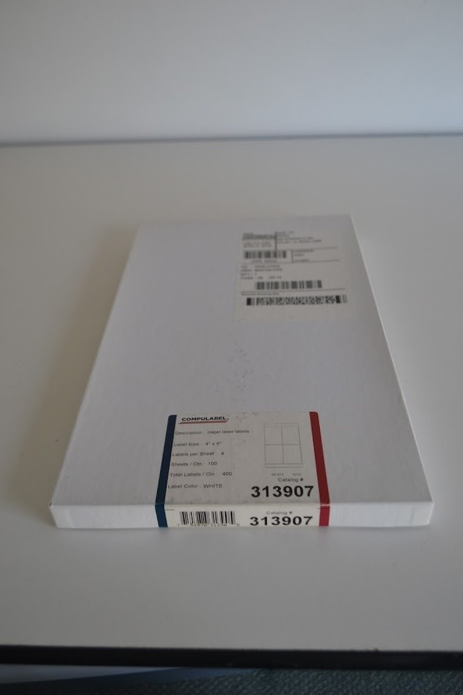 Inkjet laser labels, 4″ x 6″, 4 per sheet, 100 sheets, Brand New