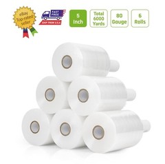 6 Rolls Pack – 5″ inch Mini Stretch Film Wrap 1000 Feet 5 Layers 80 Gauge, Clear