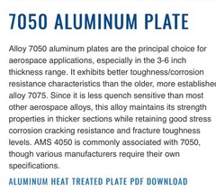 7050 T7451 Kaiser Select Aerospace Aluminum Plate .375”x6”x8”