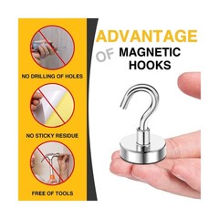 DIYMAG Magnetic Hooks, 50 LB Heavy Duty Magnets, 6 Packs Strong Rare Earth Ne…