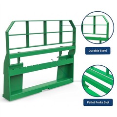 46″ Skid Steer Quick Attach Pallet Fork Frame for Universal Tractors 4000Lbs Gre