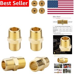 Brass Hex Nipple 1/2 NPT Male Adapter Fitting 4-Pack Solid Pipe Connector Du…