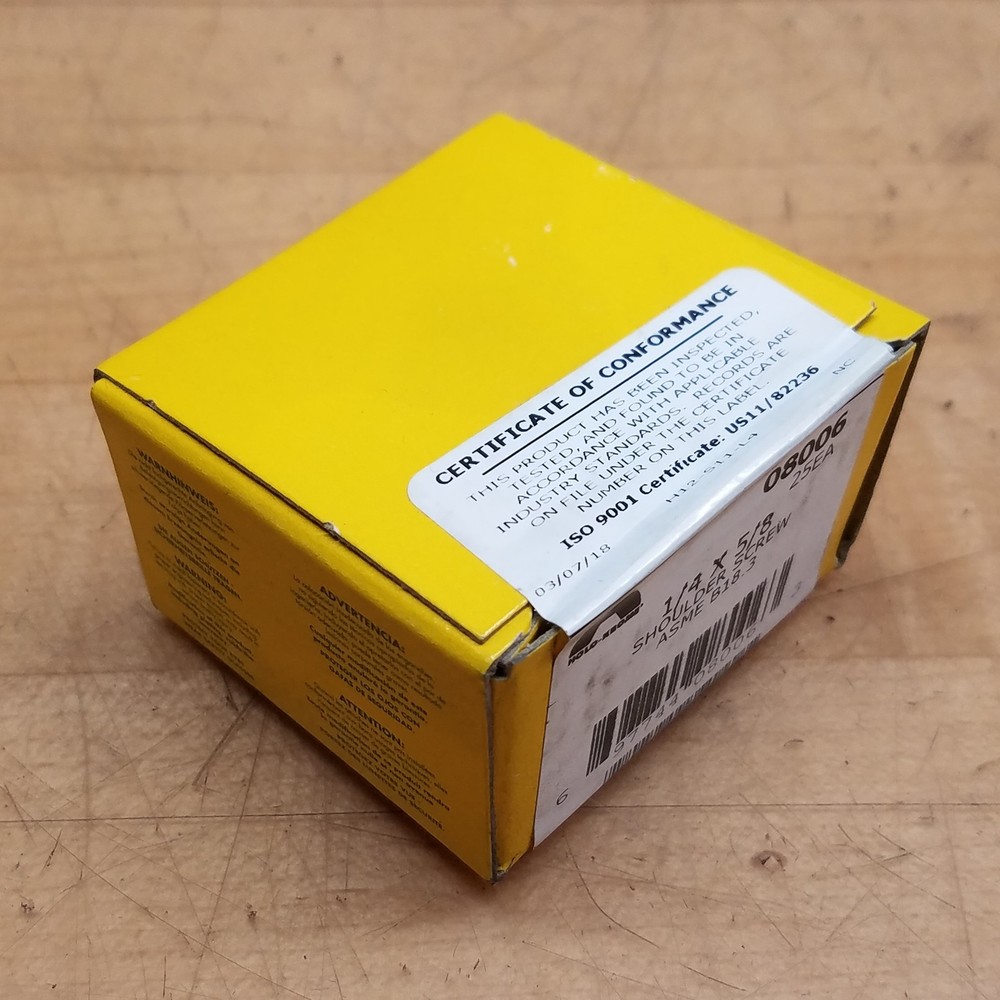 Holo-Krome 08006 1/4″ x 5/8″ Shoulder Screw, #10-24 Threads, ASME B18.3 – NEW