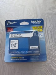 Brother TZE2312PK 12mm Black on White Tape – 2 Pack