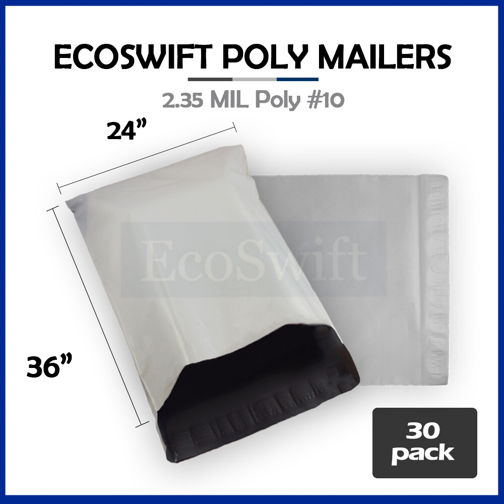 30 24×36 LARGE EcoSwift White Poly Mailers Shipping Envelopes Self Sealing Bags