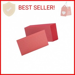 Oxford Ruled Color Index Cards, 3″ x 5″, Cherry, 100 Per Pack (7321 CHE)