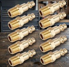 10 PCS Brass 1/4 Inch NPT Male Industrial Quick Connect Air Hose Fittings, M-Sty