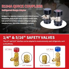 AC Gauges, AC Manifold Gauge Set for R22/R410a/R134a Refrigerant, 4 Way HVAC