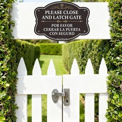 Please Close Latch Gate Bilingual Signs 10×7 Inch English Spanish 2 Pack