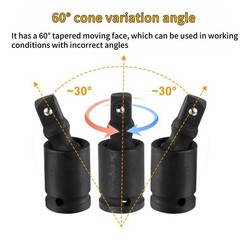 3PCS Impact Rated Universal Joint Socket Set 1/4″ 3/8″ 1/2″ Drive Swivel Adapter