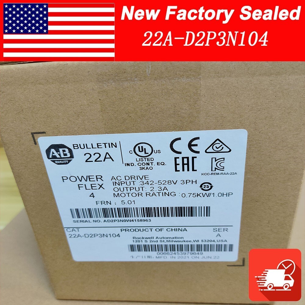 22AD2P3N104 Allen-Bradley 22A-D2P3N104 /A 4 0.75 kW 1 HP AC Drive US Free Tax