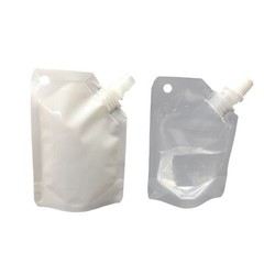 Clear & White Drink Wine Beverage Pouch Packaging Bags (Comes With 1 Funnel)