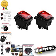 2 Pack 30A Rocker Switch – 125V/250V AC Waterproof Toggle Switch with Red LED…