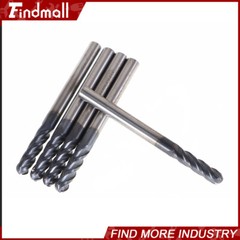 5 PCS 1/8″ 4 Flute 1-1/2″ Overall Length Ball Nose Carbide End Mill