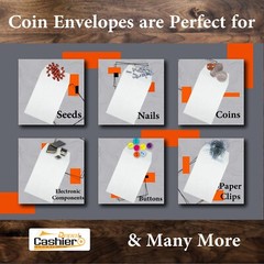 Cashier Depot #7 Coin Envelopes, 3 1/2 X 6 1/2, Premium 24lb. White, 500/Box